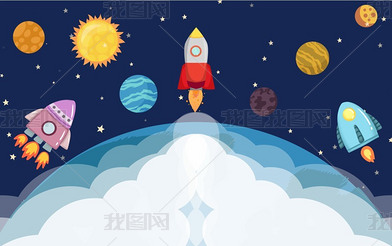花纹图案儿童卡通宇宙飞船太空星球地垫爬行垫花纹图案家居数码图案