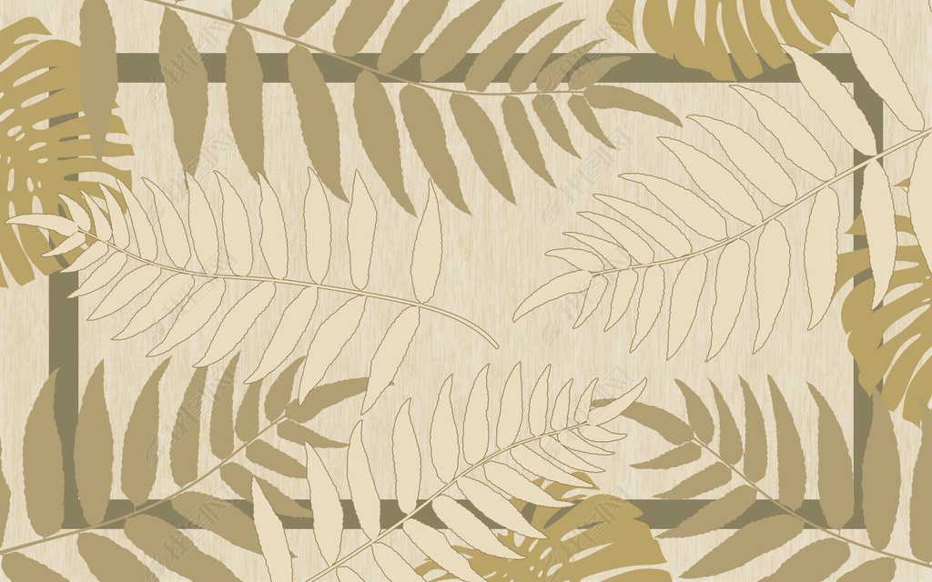 花纹图案北欧现代简约时尚小清新黄色叶子植物花纹图案家居数码图案