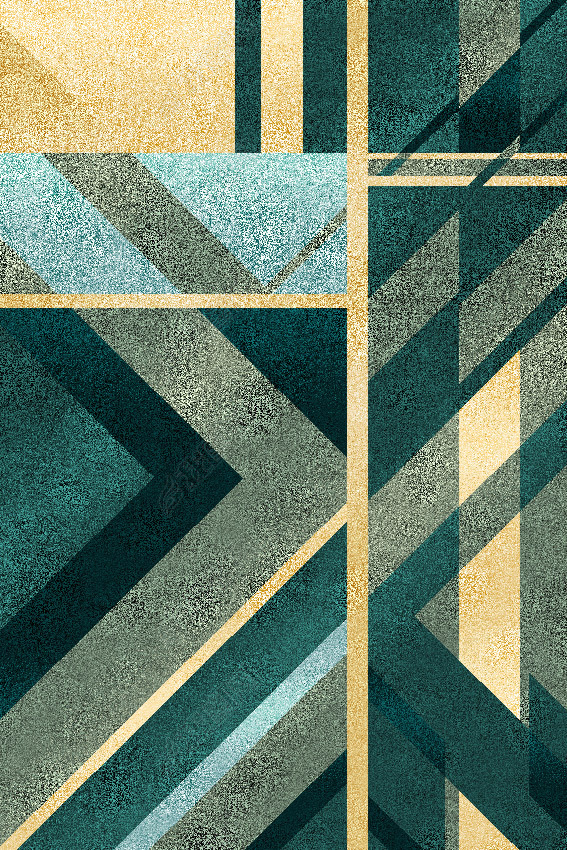 花纹图案北欧时尚简约墨绿色鎏金几何地垫设计花纹图案家居数码图案