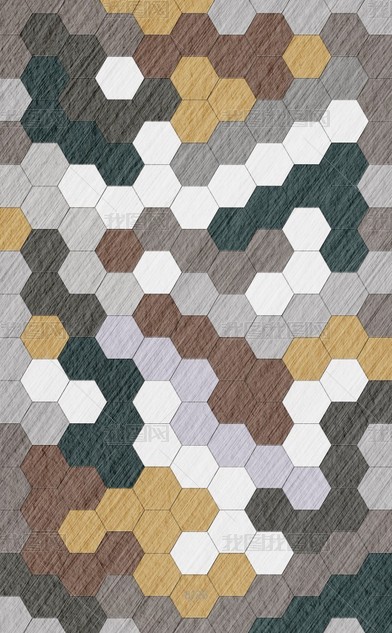 花纹图案现代简约六边形几何走廊过道循环地垫花纹图案家居数码图案