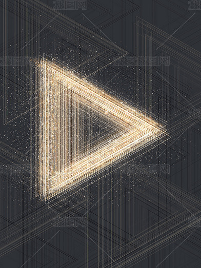 原创花纹图案-金色三角形光辉抽象重叠科幻现代欧美花纹图案家居数码