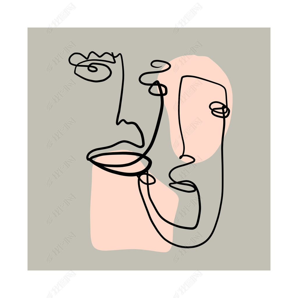 花纹图案莫兰迪色个性小众艺术抽象人物矢量图花纹图案家居数码图案