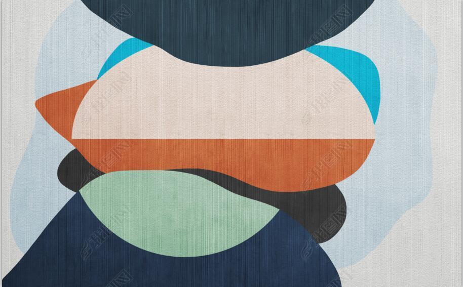 花纹图案北欧简约现代轻奢抽象几何拼色民宿地垫花纹图案家居数码图案