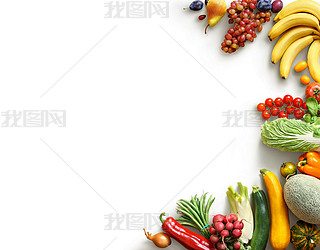 Healthy eating background. Food photography different fruits and vegetables