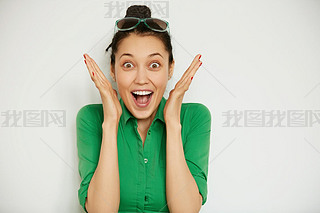 woman with happy and excited face