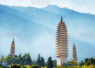 The Three Pagodas of Chongsheng Temple in Dali, China