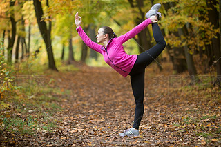 Yoga outdoors: Natarajasana pose