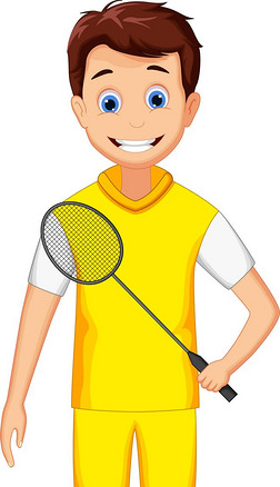 羽毛球卡通摄影图|可爱的男孩卡通拿着羽毛球拍