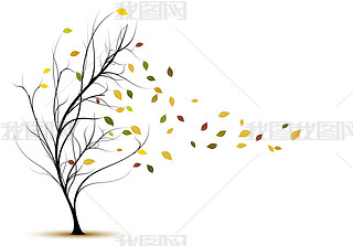 Decorative tree silhouette in autumn