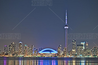 Toronto night skyline CN Tower downtown skyscrapers sunset Canada