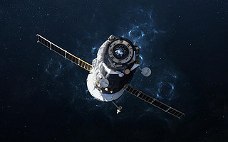 Spacecraft Soyuz. Elements of this image furnished by NASA
