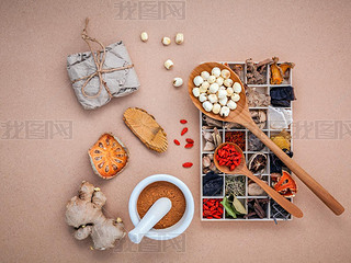 Alternative health care dried various Chinese herbs