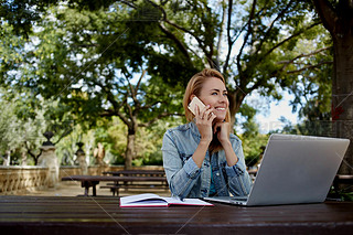 woman enjoying pleasant conversation