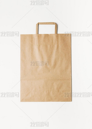 Craft shopping bag isolated on white background. Vertical