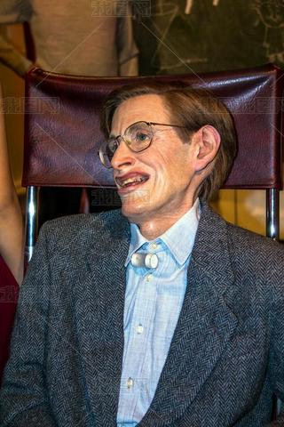 Wax figure of  Stephen Hawking at Madame Tussauds museum. London