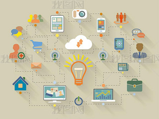  Flat Design style illustration of website analytics searc