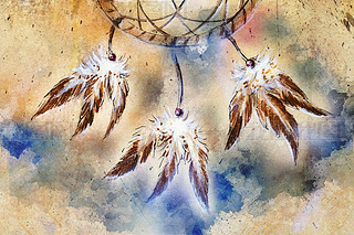 dream catcher, feathers and ornaments, indian spiri.
