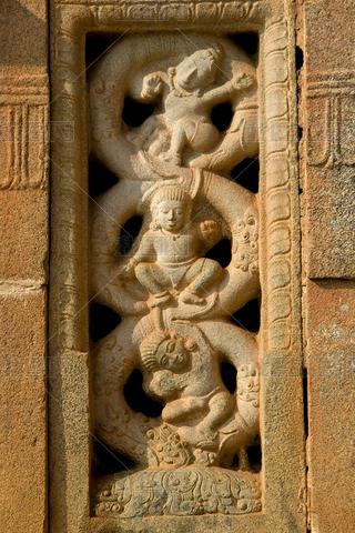 Sculpture on Window Pane of Temple