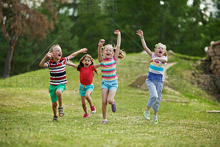 Ecstatic kids running 