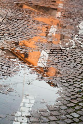 Rainy autumn puddle