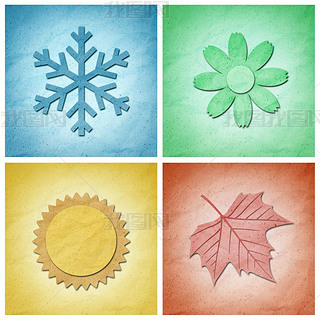 Recycle Paper craft , Four seasons elements 