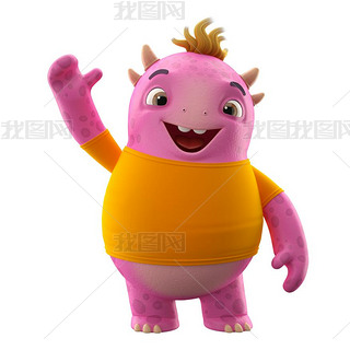 Pink dino monster with one hand up