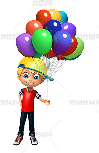 kid boy with balloon