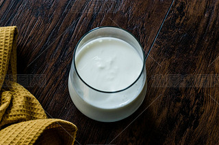 Organic Probiotic Milk Kefir Yogurt in Glass Cup Ready to Drink.