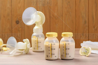 bottle of mother breast milk, breast milk storage and handling concept