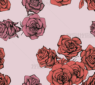 Flower sketch bouquet seamless pattern