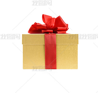 Golden gift box isolated on a white background