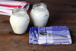 Homemade yogurt in jars