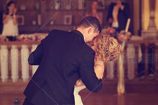 Bride and groom dancing