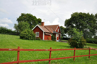 Old red cottage