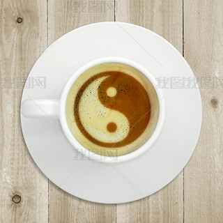 Picture of the yin-yang in the coffee foam