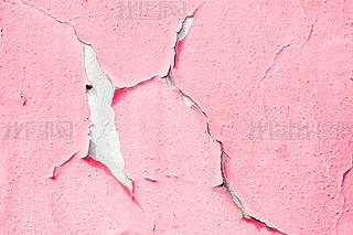 wall with cracking pink paint, texture, style grunge, space for text, space for copy