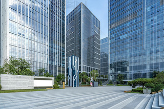 Square and office building of Jinan central business distric