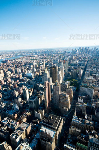 New York city panorama with tall skyscrapers