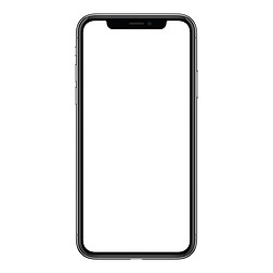 新的现代无框智能手机模型类似于iphone x与白色屏幕隔离在白色背景