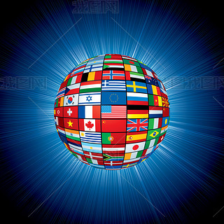 Flags Globe on Abstract Background