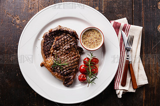 grilled Beef steak Ribeye with tomatoes