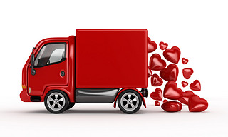 Valentine 3D Red Van with hearts