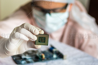 Scientist develops microchip and checking electronic circuit