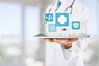 Doctor working with tablet pc