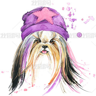 Cute Dog. Dog T-shirt graphics. watercolor Dog illustration. watercolor funny Dog for fashion print,