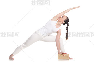 Extended Side Angle Pose Yoga with block