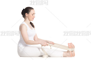 Yoga with props, paschimothanasana 