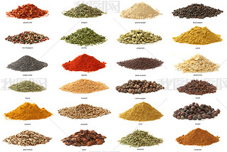 Different spices isolated on white background. Large Image