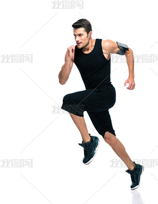 Fitness man running isolated