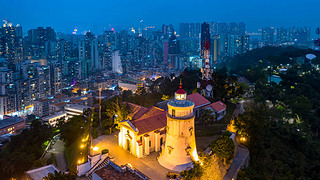 ŹейŹҪCapela de Nossa Senhora da GuiaGuiaA UNESCO World Heritage Site, Aerial view,